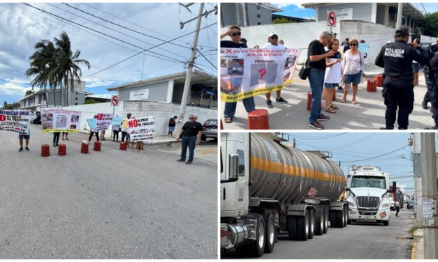 Bloqueo y protesta en Progreso por paso de tráileres y viaducto elevado