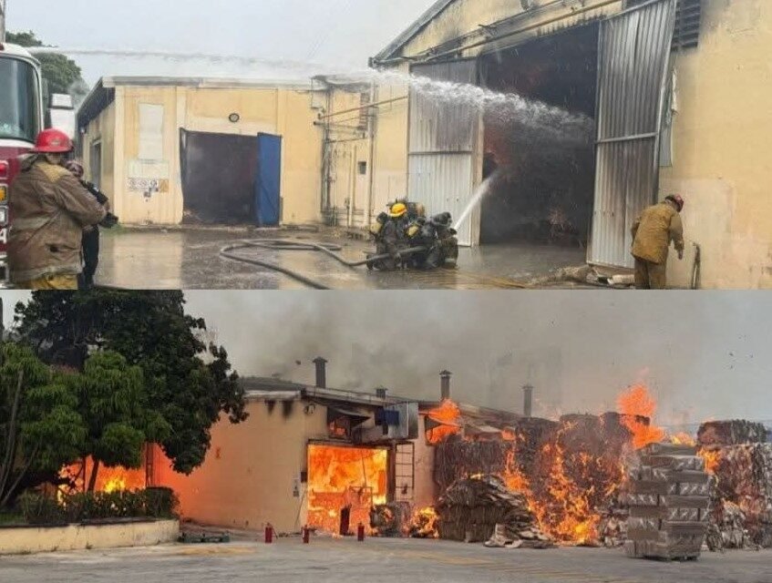 Se quemó planta de cartón de empresa avícola en periférico Mérida