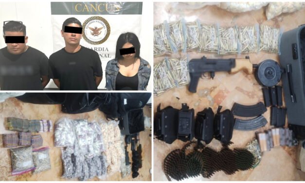 Aseguran droga y arma en Aeropuerto de Cancún