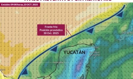 Frente frío: hasta 14 grados al sur de Yucatán