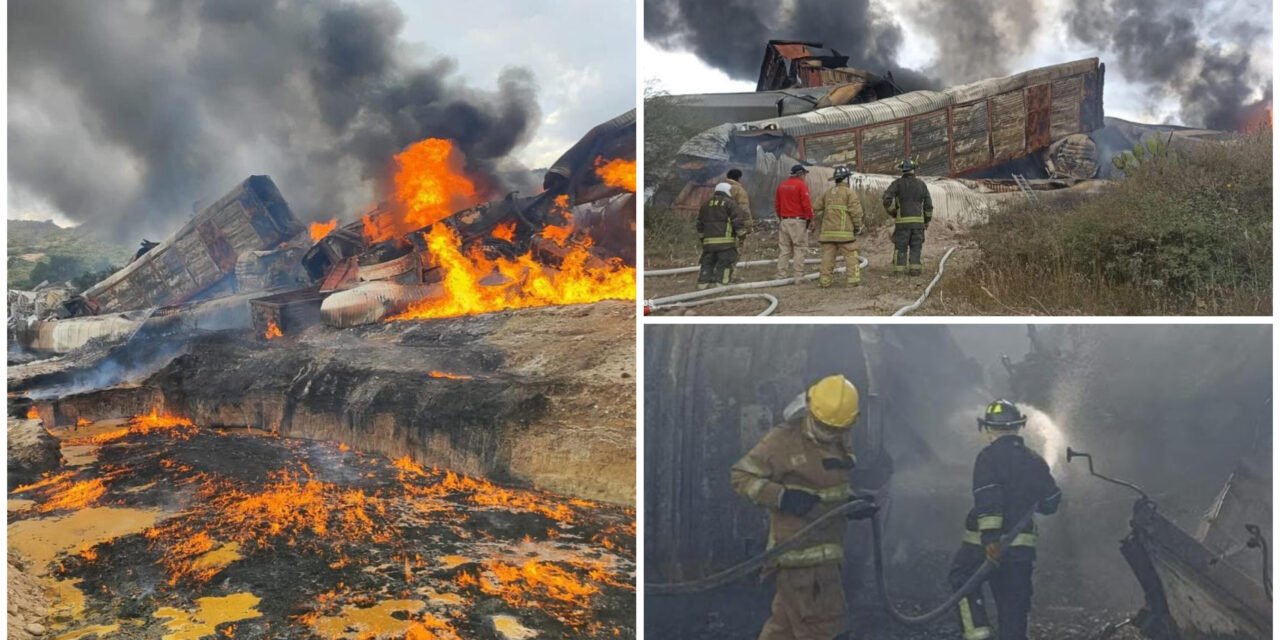 Explosión e incendio en tren de carga en Hidalgo