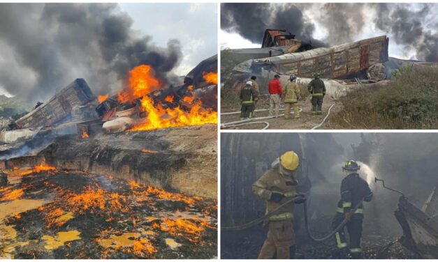 Explosión e incendio en tren de carga en Hidalgo