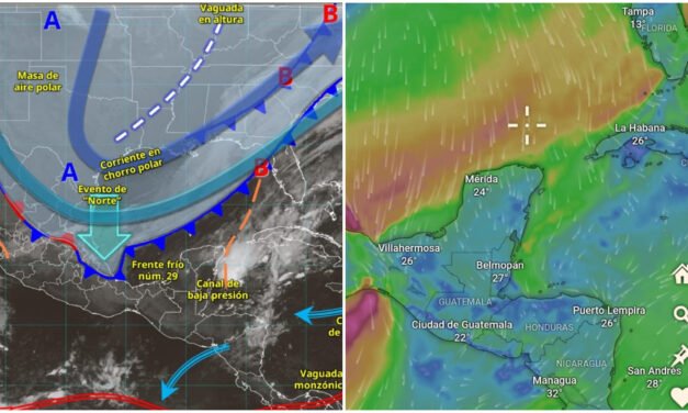 Llega frente frío con “norte” en la costa de Yucatán