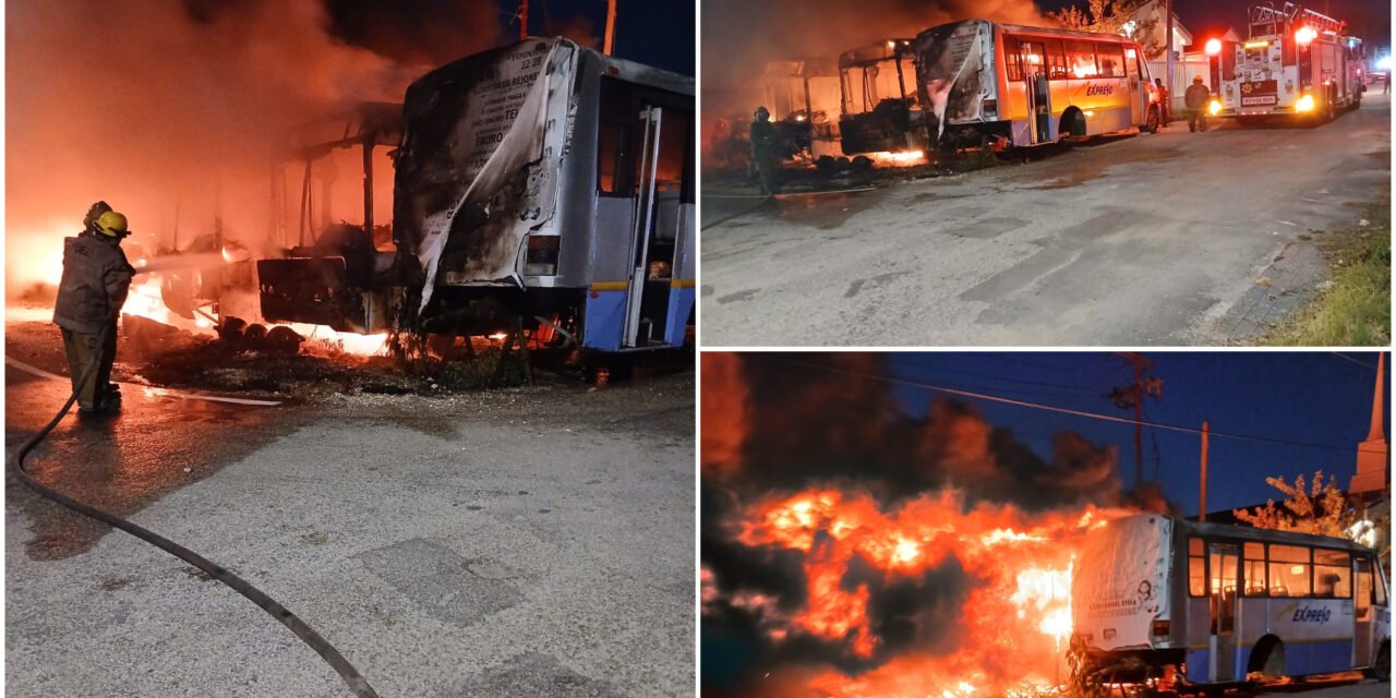 Misterioso incendio de cinco minibuses en colonia Sambulá