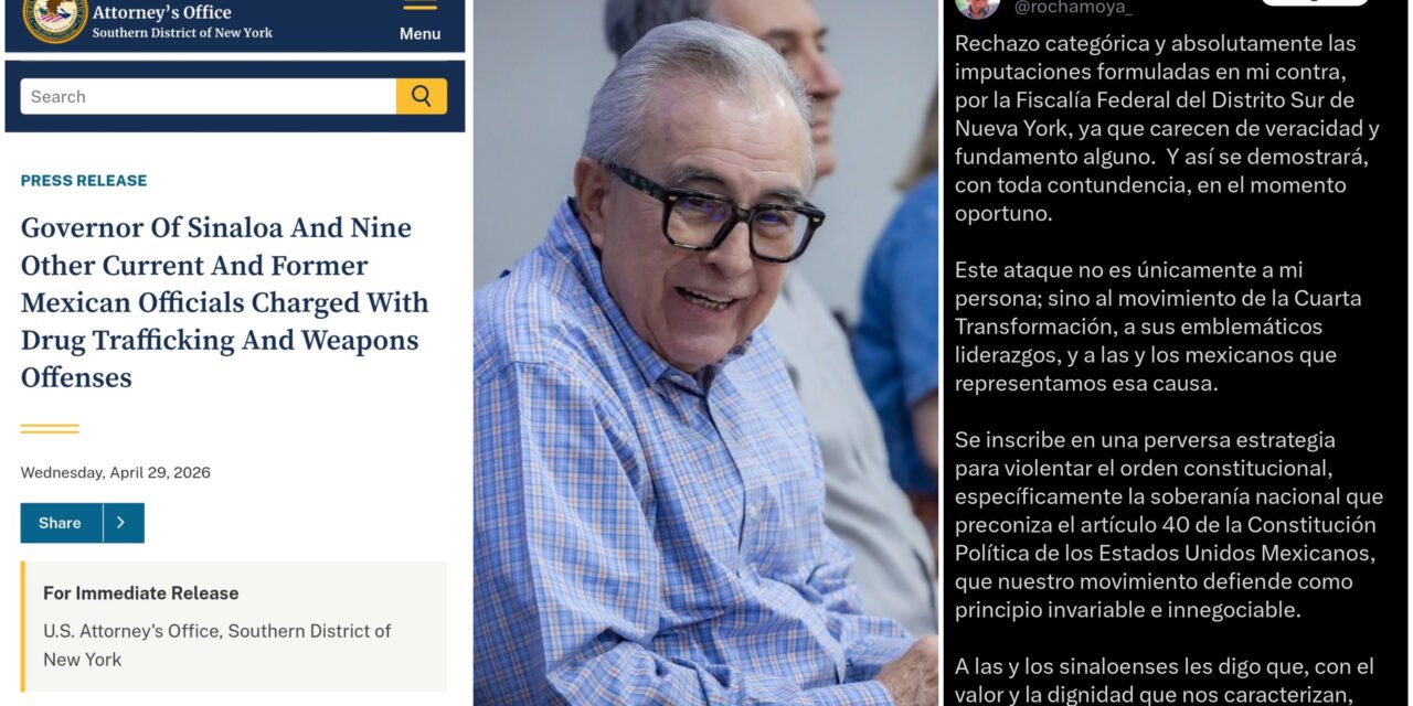 Aprieta EU y va por Rubén Rocha Moya