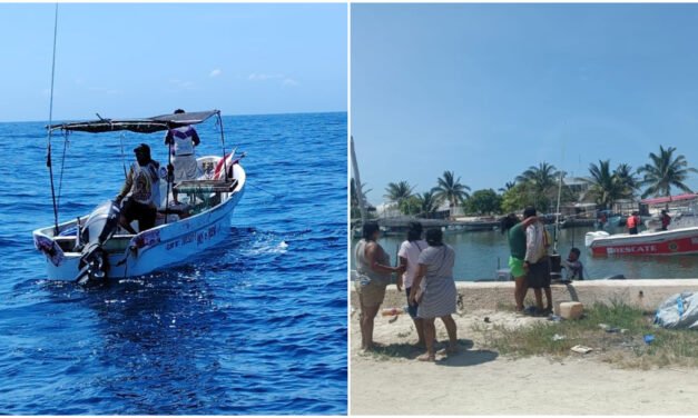 Pescadores rescatados tras falla mecánica frente a Telchac Puerto