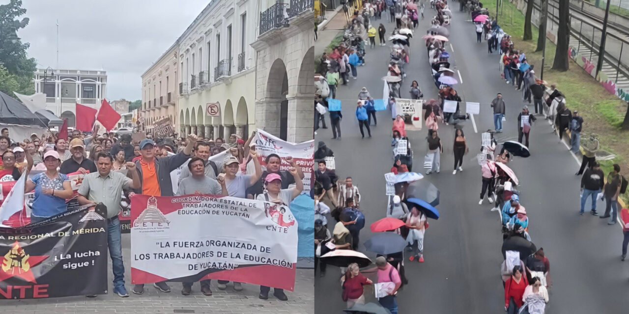 Maestros de la CNTE protestan en Mérida y otras plazas de México