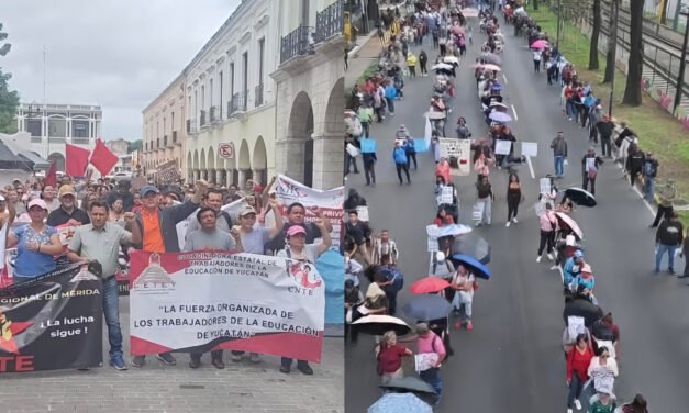 Maestros de la CNTE protestan en Mérida y otras plazas de México