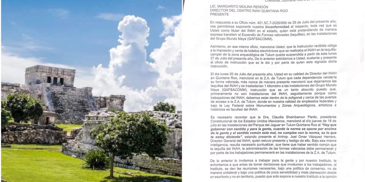 Rebelión sindicalista en zona arqueológica Tulum; ‘no aplicar la norma’